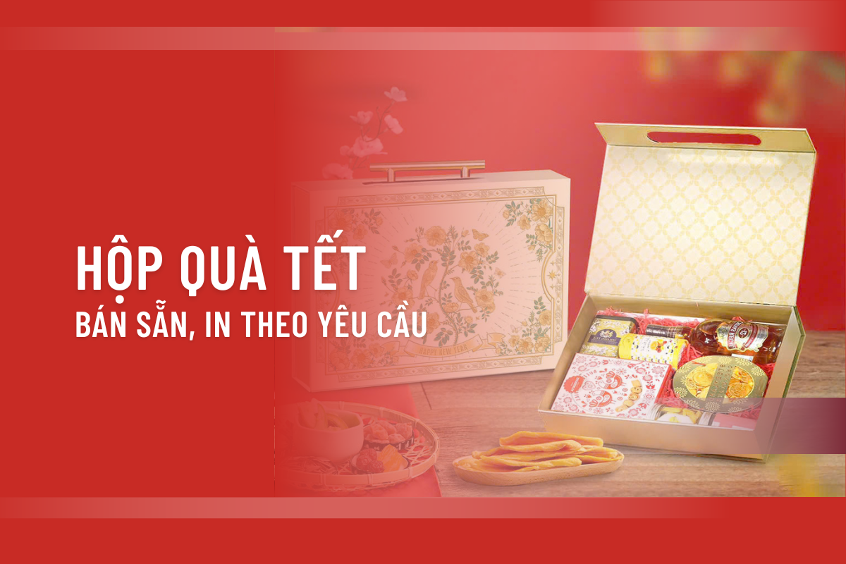 Hộp đựng quà Tết bán sẵn, in theo yêu cầu