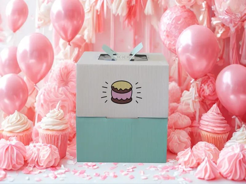 Hộp đựng bánh kem thân thiện môi trường giấy Kraft nắp xanh lá cây phong cách tối giản