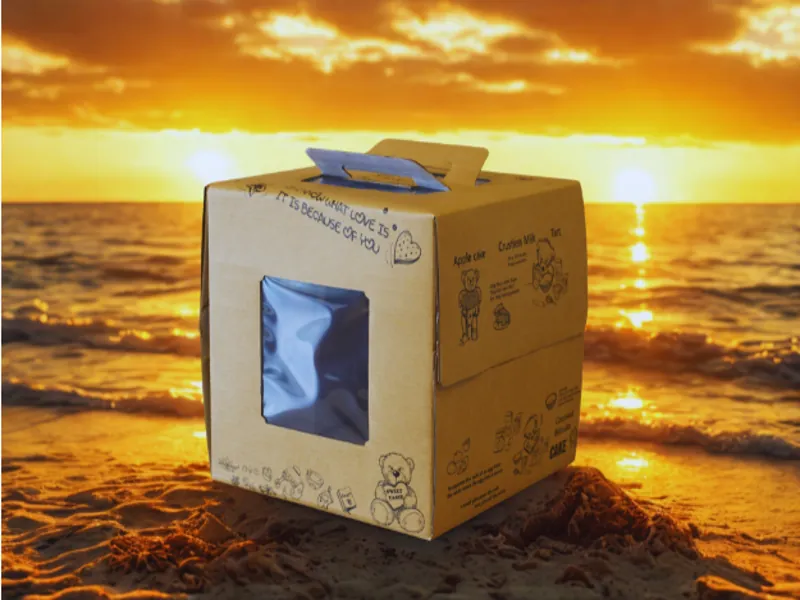 Hộp đựng bánh kem thân thiện môi trường màu xanh Pastel họa tiết Macaron nâng tầm thương hiệu