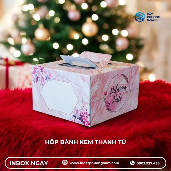 Hộp đựng bánh kem vuông Thanh Tú sang trọng