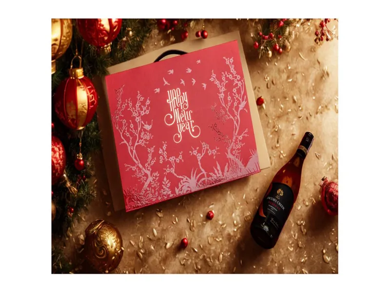 Mẫu hộp đựng quà Tết đỏ Phú Quý đựng hạt dinh dưỡng, yến sào, đảm bảo sự chắc chắn và thẩm mỹ