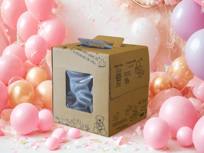 Hộp giấy đựng bánh kem giấy Kraft có cửa sổ vintage
