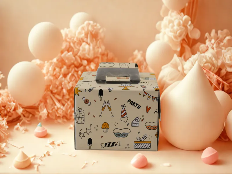 Hộp giấy đựng bánh kem họa tiết party vui nhộn