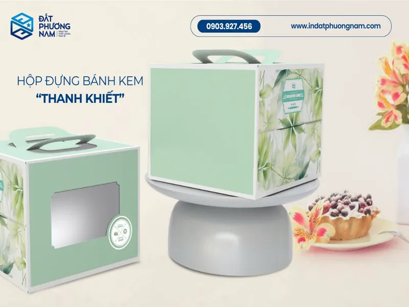 Hộp đựng bánh kem mini màu xanh mint thanh khiết mẫu mới 2026