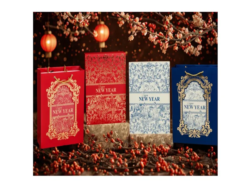 Mẫu hộp đựng quà Tết 2026 phong cách Luxury ép kim sang trọng tại In Đất Phương Nam