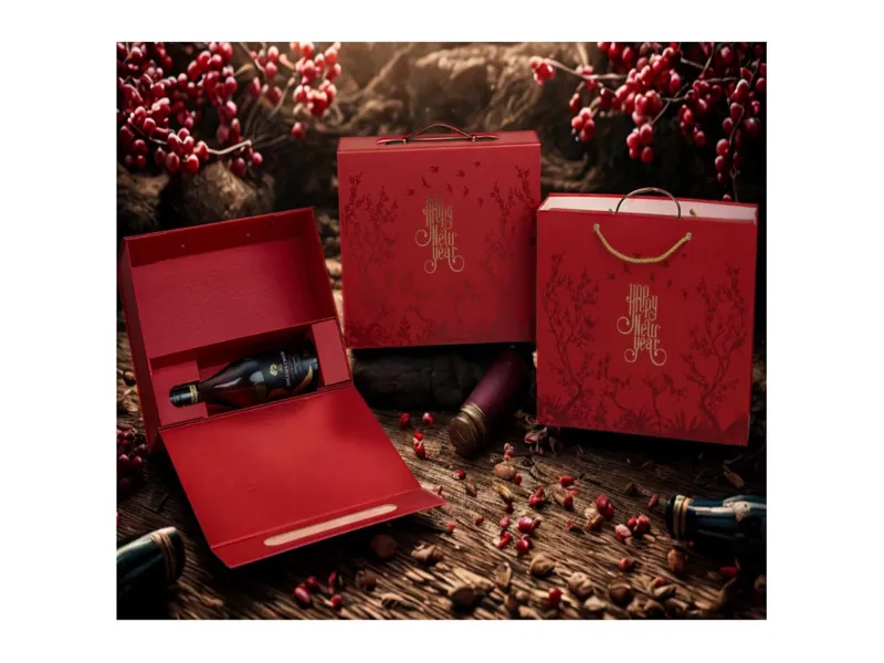 Vỏ hộp đựng quà Tết bán sẵn chuyên dụng đựng rượu vang và quà tặng doanh nghiệp