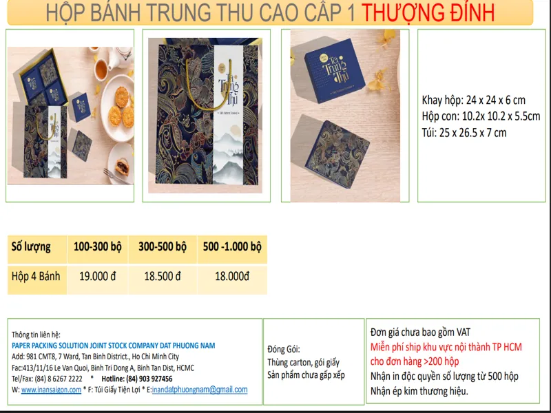 báo giá sản xuất hộp bánh trung thu