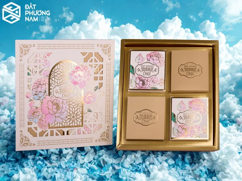 Hộp đựng bánh trung thu truyền thống cá chép hoa sen sang trọng