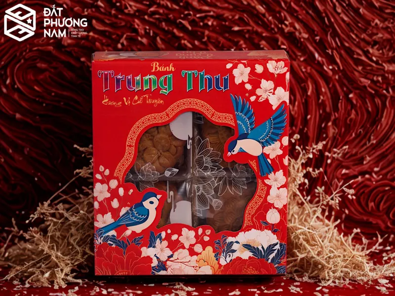 Set quà trung thu cho công ty trọn bộ gồm hộp cứng và túi giấy bồi carton lạnh đồng bộ