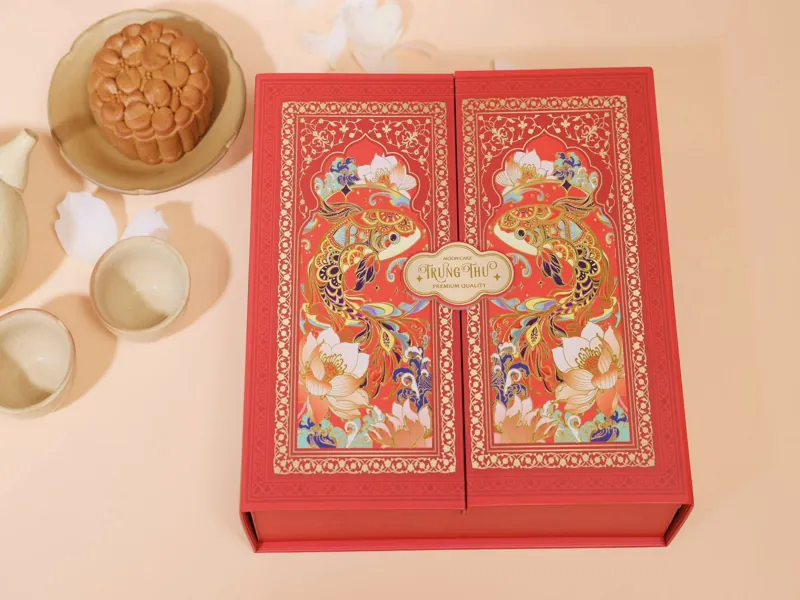 in hộp bánh trung thu lấy ngay mẫu hộp cứng cá chép cao cấp