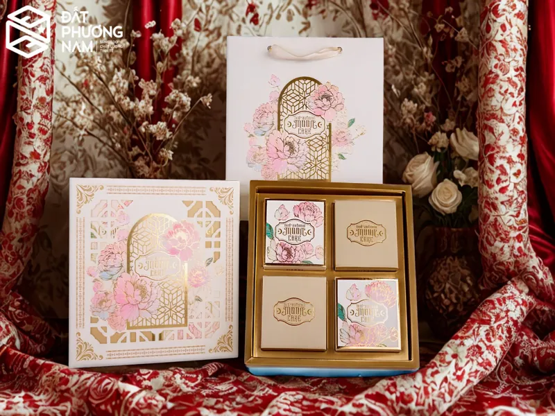 Mẫu hộp đỏ truyền thống sang trọng đặt hộp bánh trung thu số lượng lớn ở HCM