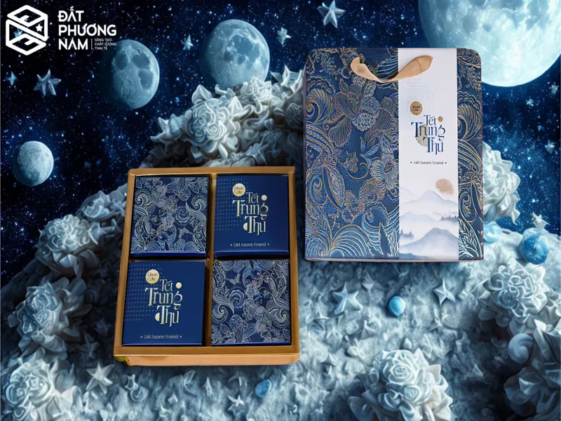 Ý nghĩa hộp bánh trung thu màu xanh dương đêm trăng đoàn viên