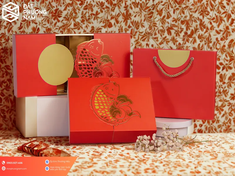 Gia công ép kim cá chép vàng hộp bánh trung thu theo nhận diện thương hiệu