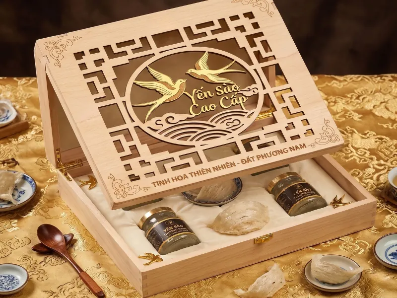 hộp yến giúp tăng giá trị sản phẩm như thế nào bằng chất liệu gỗ khắc laser tinh xảo