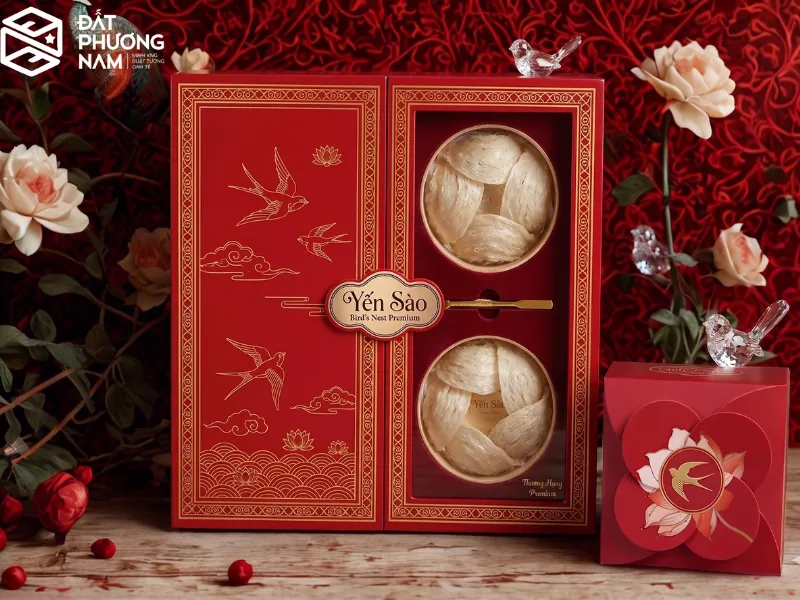 Hộp yến giúp tăng giá trị sản phẩm qua cấu trúc nắp mở cánh bướm độc bản