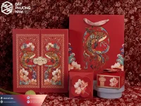 Mẫu đỏ truyền thống cao cấp hộp bánh trung thu theo nhận diện thương hiệu