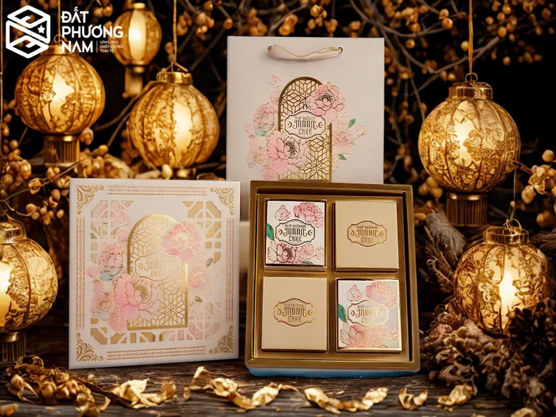 Mẫu trắng hoa mẫu đơn - Top 10 mẫu hộp bánh trung thu cao cấp