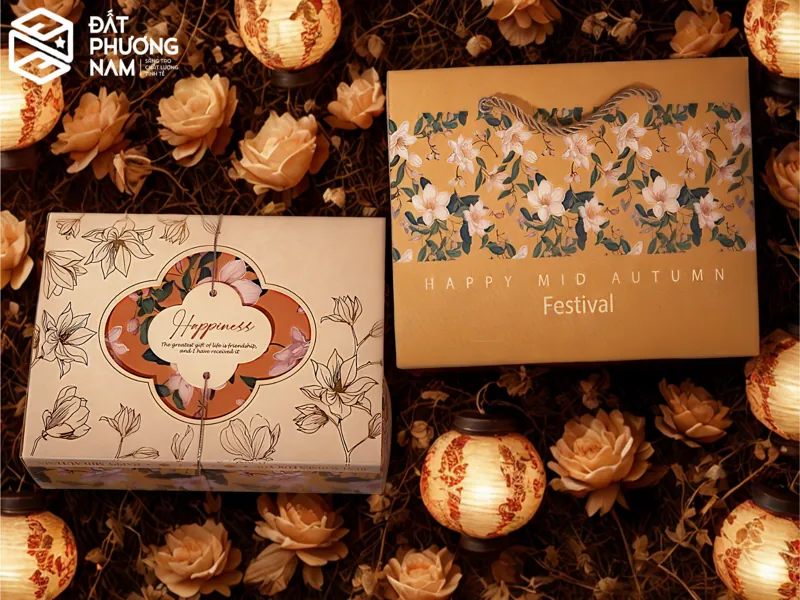 Mẫu vàng kem Happiness - Top 10 mẫu hộp bánh trung thu cao cấp