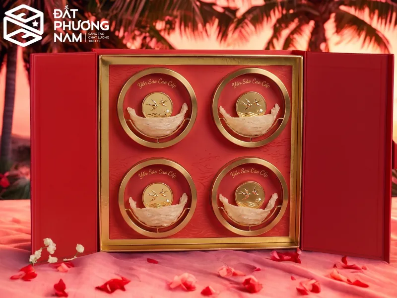 Phân biệt hộp yến cao cấp và hộp phổ thông bằng phụ kiện cố định kim loại mạ vàng