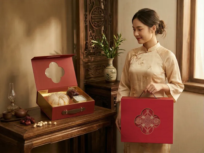 Quy trình sản xuất hộp đựng yến nắp lật nam châm sử dụng khay định hình ép kim vàng đẳng cấp