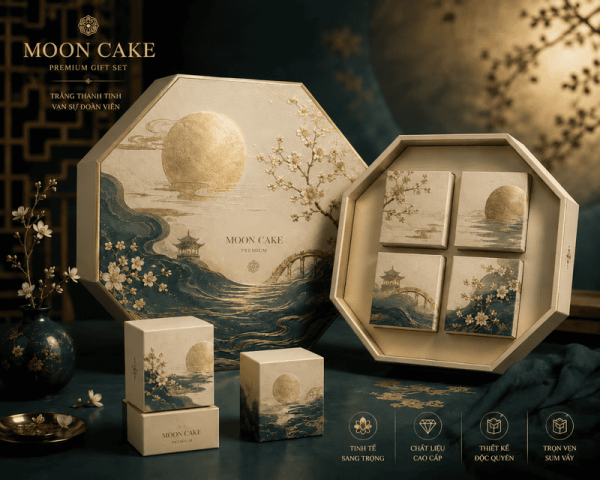 mẫu hộp bánh trung thu ngân khuyết tại in ấn đất phương nam