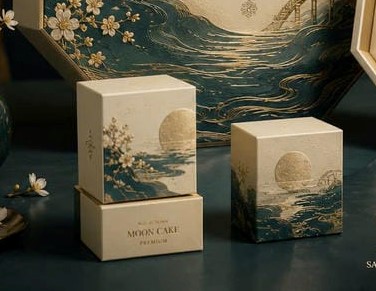 mẫu hộp bánh trung thu ngân khuyết tại in ấn đất phương nam